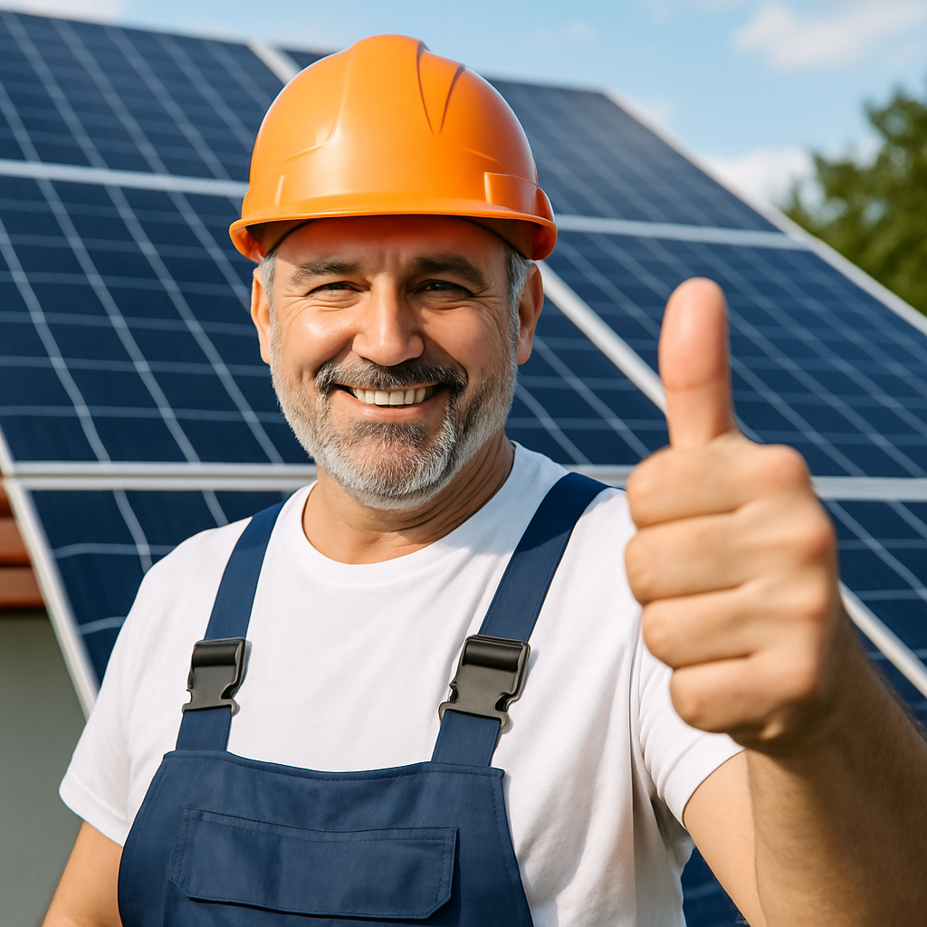 PV-Techniker in Neuberg bei der Anlagenprüfung